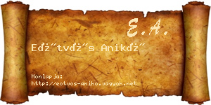 Eötvös Anikó névjegykártya